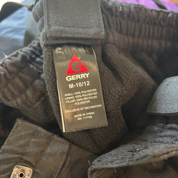 Gerry Boys Youth 10 / 12 Black Insulated Snow Bib Winter Ski Pants - Picture 2 of 8